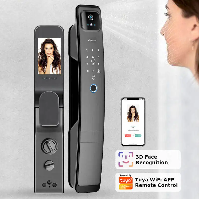BBDHOME Electronic Tuya APP Camera 3D Face Recognition Screen Fingerprint Smart Door Lock With Camera