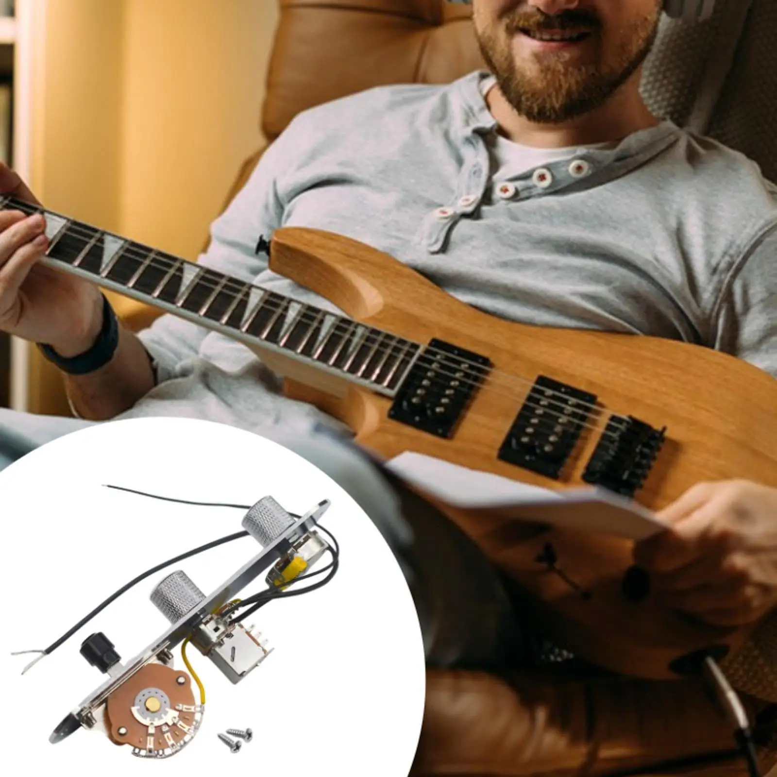 

Electric Guitar Control Plate, Control Board with Wiring, Guitar Replace Parts, Volume Tone Control Knobs, Prewired