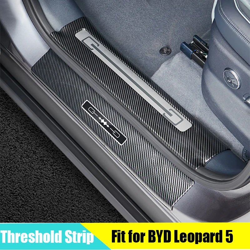 

Защитная наклейка на порог, подходит для BYD Leopard 5 2025, интеллектуальная версия для вождения, узор из углеродного волокна, педаль приветствия