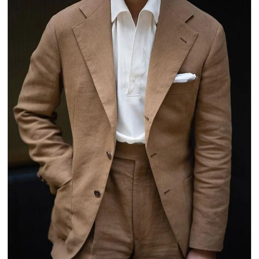 

Notch Lapel Single Breasted Casual Men's Suits Linen Daily Summer Blazer Regular Length Custom Made Male Clothing Terno 2024