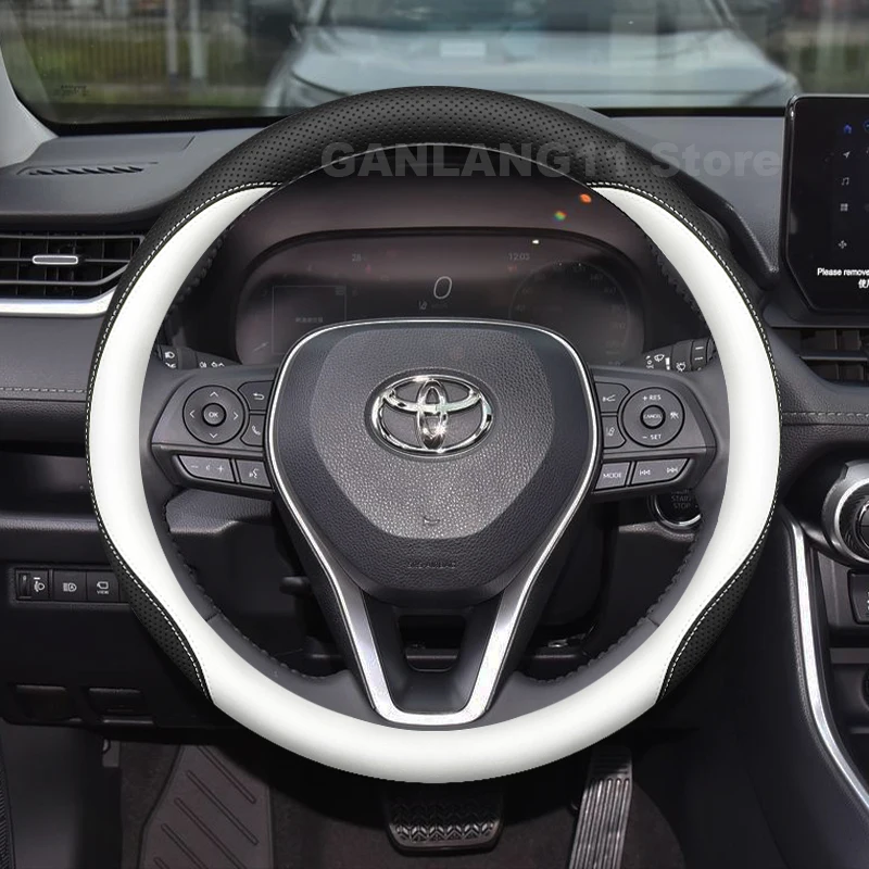 

Leather Car Steering Wheel Cover For Toyota RAV4 XA50 2019-2023 2024 Non-slip Auto Steering Wheel Toyota RAV4 Hybrid Accessories