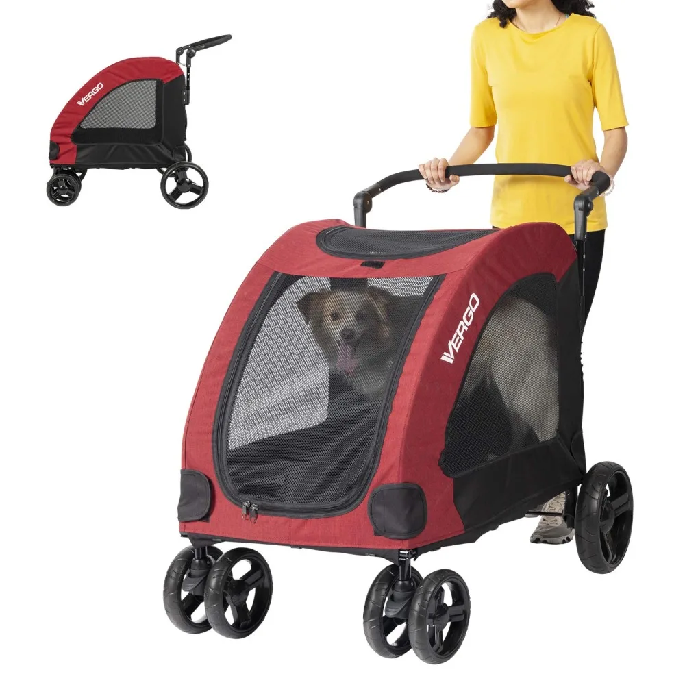 

Dog Stroller Pet Jogger Wagon Foldable Cart with 4 Wheels, Adjustable Handle, Zipper Entry, Mesh Skylight Pet Stroller