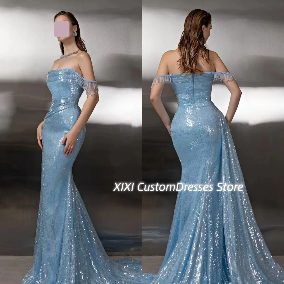 

Платья длиной до пола с открытыми плечами для выпускного вечера, платья на молнии без рукавов по индивидуальному заказу