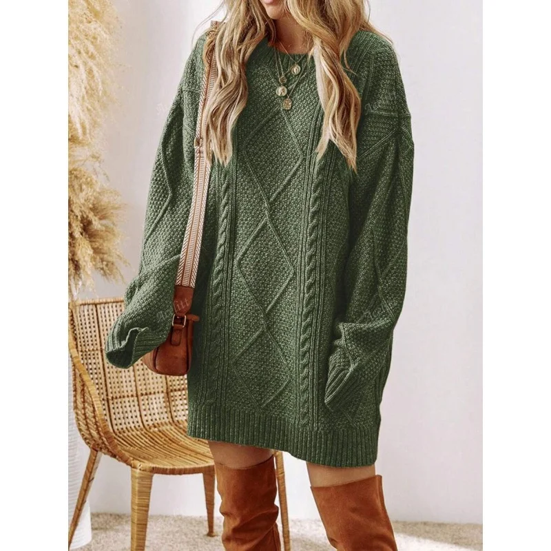 

Twist Knit Sweater Dress with Linen Pattern Ultra Thin Ultra Soft Women's Fashion Spring Collection Exclusive Online And in S...