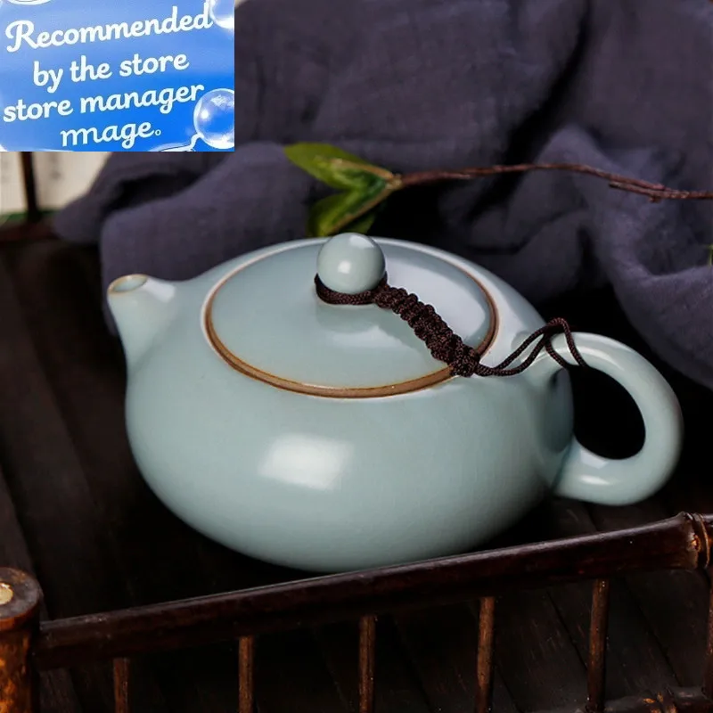 

Ru Kiln Ice Crack Glaze Xishi Чайник Бытовой керамический заварочный чайник Azure Blue Porcelain Чайник ручной работы Красота Чайные аксессуары