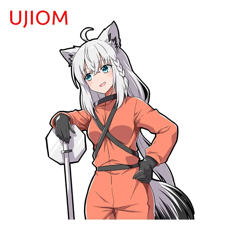UJIOM 13cm X 11.7cm Peeking Shirakami Fubuki Cartoon Girls Attractive Wall Stickers Light Switch Decal Chibi Creative Murals