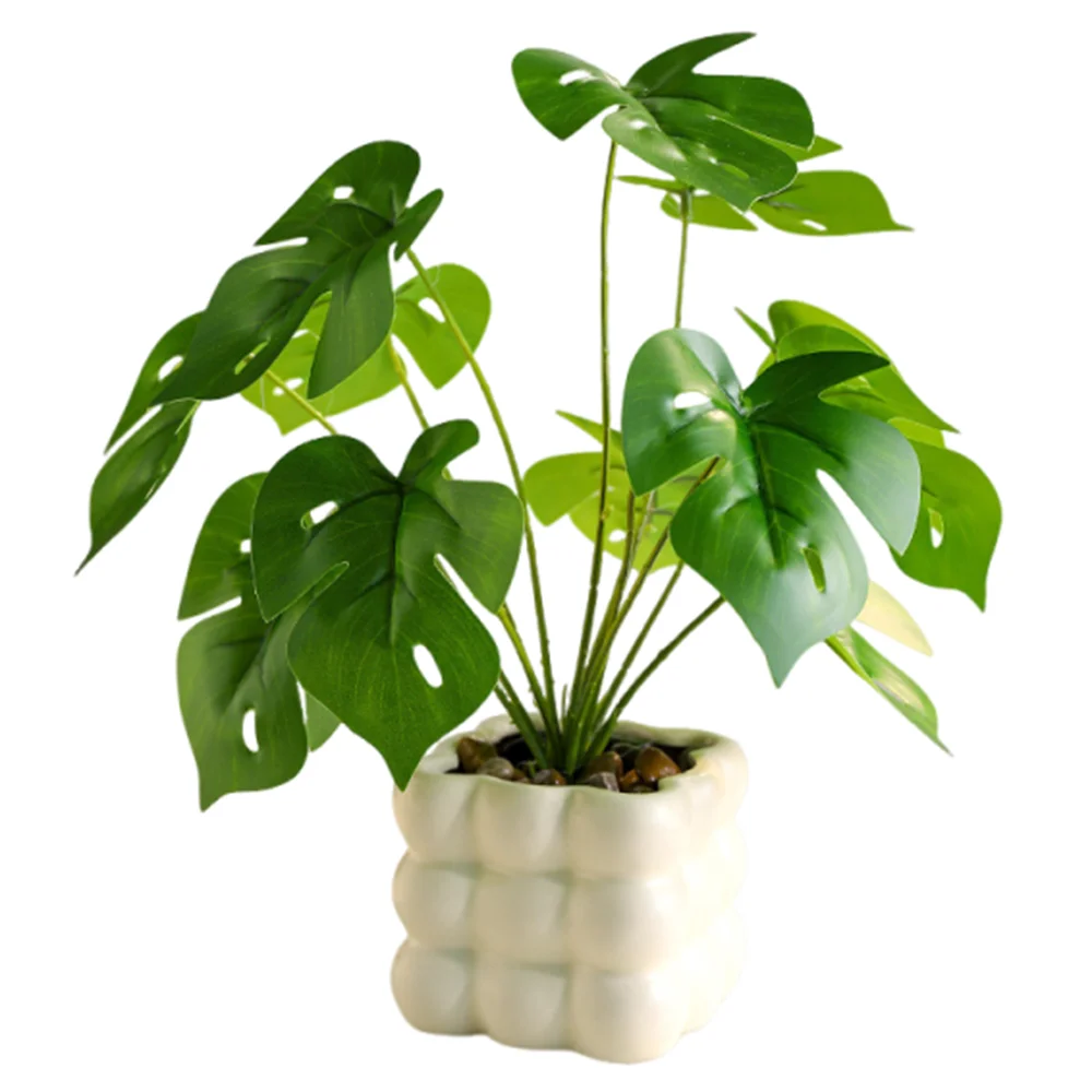 

Реалистичные искусственные растения Бонсай, вечнозеленые, в керамическом цветочном горшке, имитация тропических растений, не требуют полива, элегантные.