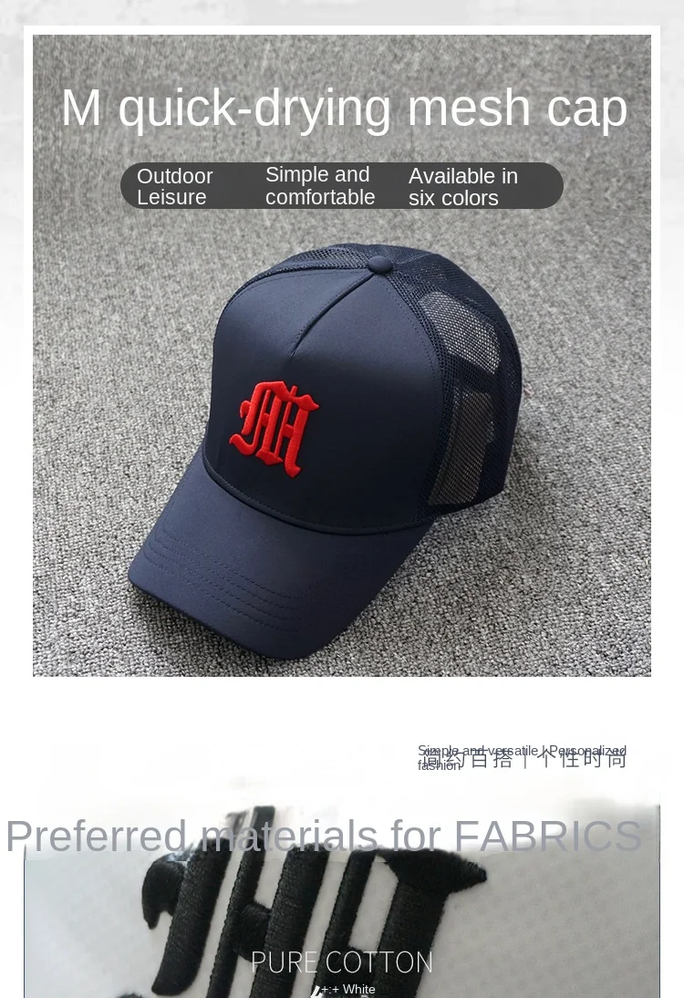 2024 Sommer Big Head Mesh Baseball Cap Mann im Freien große Sonnen kappen Overs ize Plus Size Trucker Hut 55-60cm 60-65cm – Detail 1