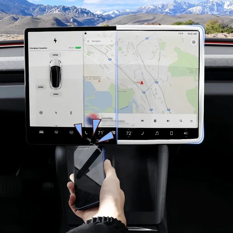 Für Tesla Model 3/Y/YL Silikon-Schutzrahmen Kantenabdeckung Zentraler Kontrollbildschirm Navigationsdisplay-Schutzfolie Auto-Zubehör – Detail 5