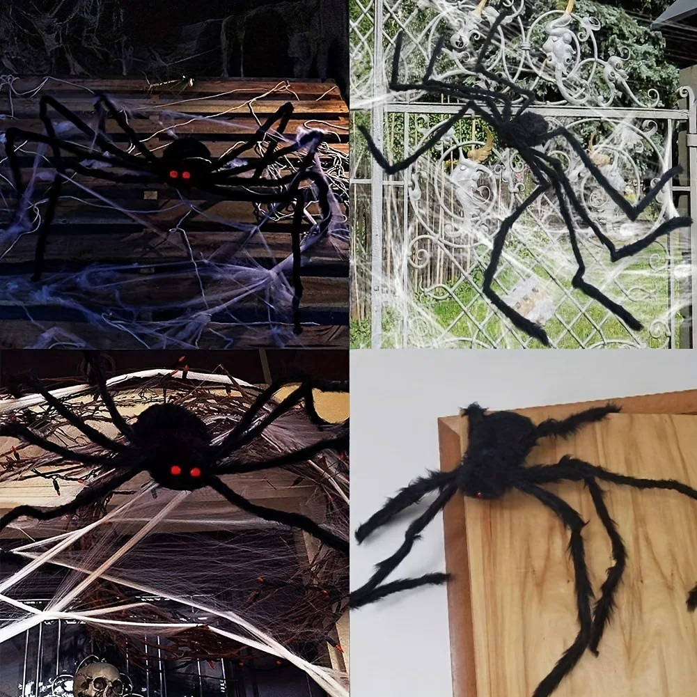 30-200cm Halloween Big Plush Spider Halloween Decoration Horror Giant Black Spider Outdoor Halloween Props Simulated Spider toys