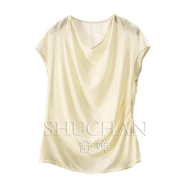 

Intellectual Femininity, Silk Velvet Elegant Swinging Neck Bag Rotator Sleeve Shirt 86A0 womens tops and blouses
