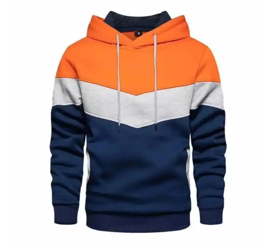 Fashionable color blocked loose casual cover with side seam pockets youth hoodiemen's tricolor sports suit fashionable spring an