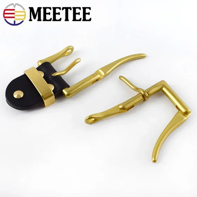 Meetee 1Pc 40mm Wide Belt Buckle Pure Brass Pin Buckles Repair Accessories Men\'s Band Head for 36-38mm Tape DIY Leather Craft