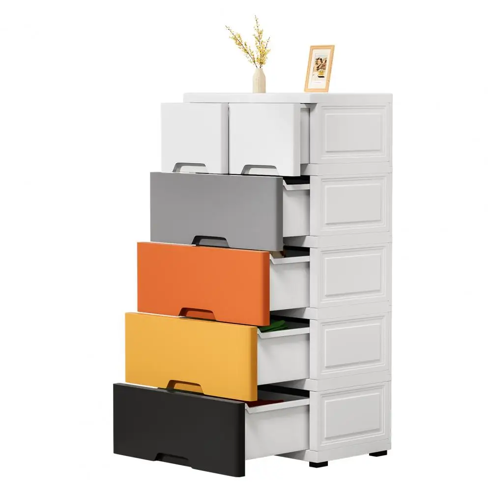 5-Tiers Plastic Storage Bins, Cube Storage Organizer, Stackable Storage Drawer, Open Front Closet Organizer for Home Office Dorm