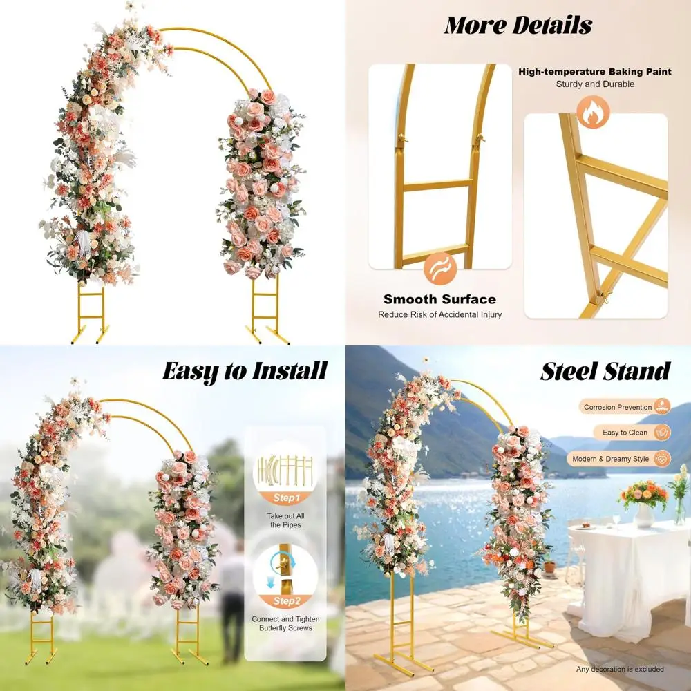 

Metal Double Tube Wedding Arch with Balloon Backdrop for Bridal Showers and Anniversaries