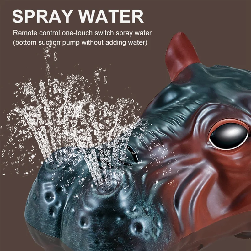 

A04F-2.4Ghz Rc Hippo Remote Control Boat Waterproof Lake Swimming Pool Spray Kids For Birthday Gift