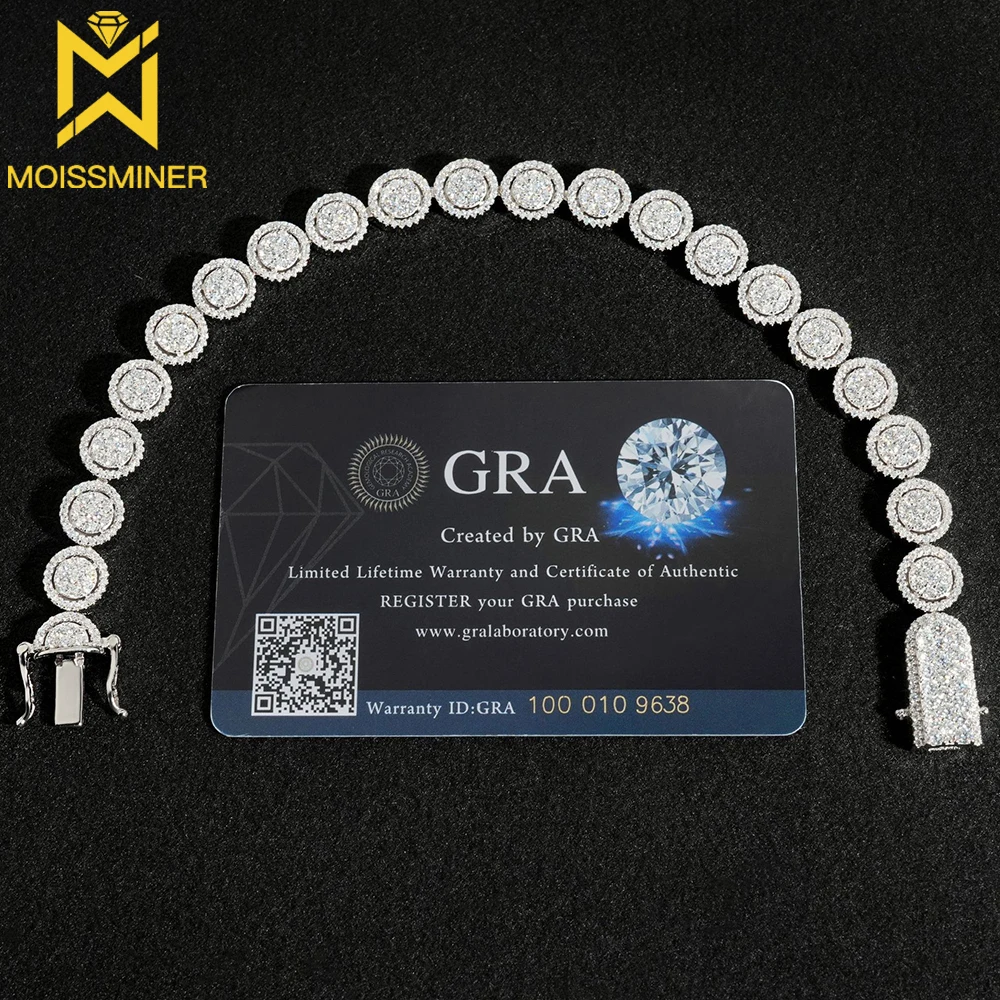 

10mm Moissanite Round Cuban Bracelet Necklace S925 Silver Iced Out For Men Women Hip Hop Jewelry Pass Diamonds Tester With GRA