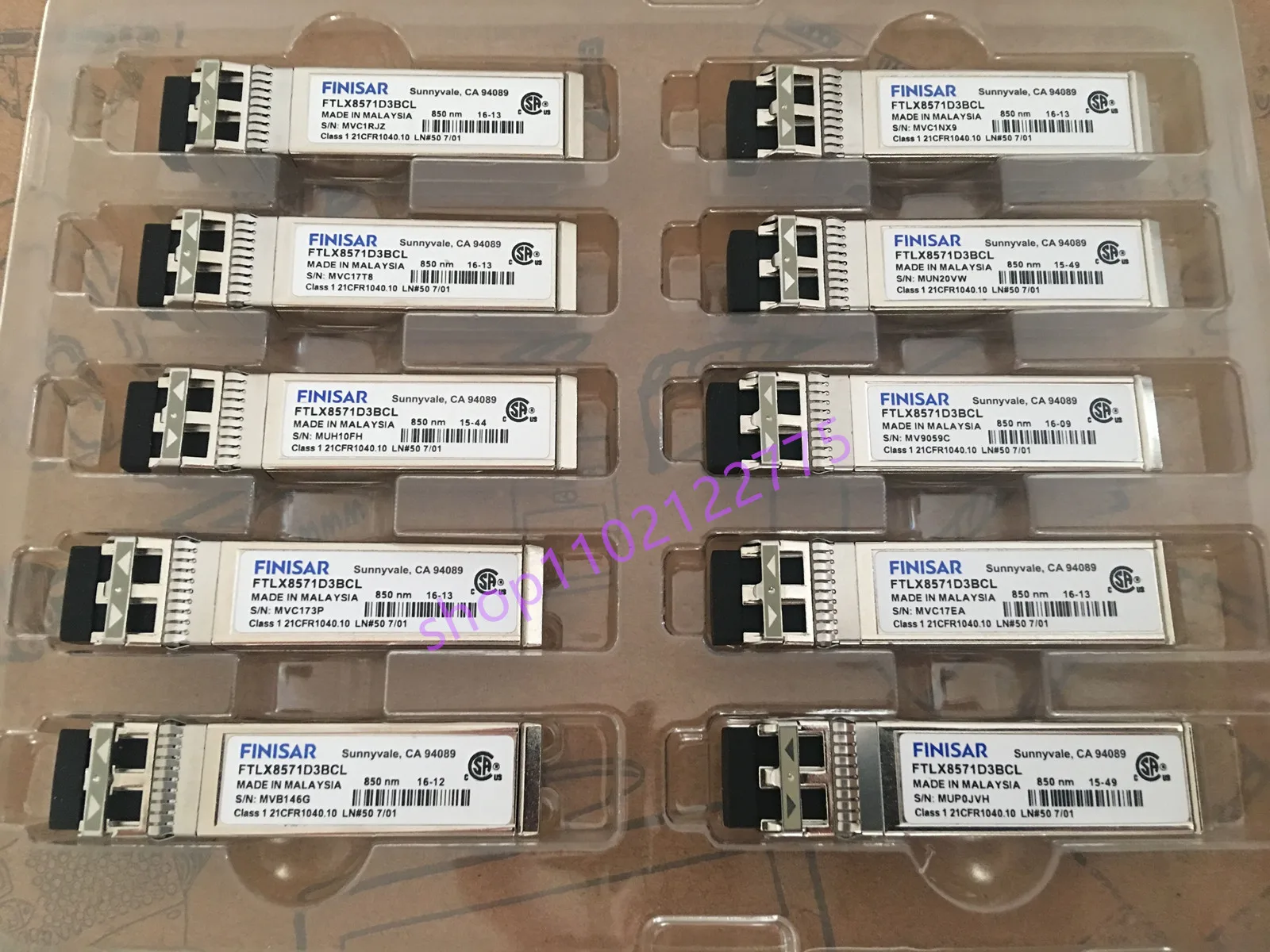 Finisar 네트워크 어댑터 스위치 광섬유 모듈, 다중 모드 SFP +, Finisar 10g sfp/FTLX8571D3BCL/LC-LC 850nm