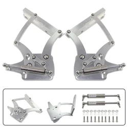 Billet Hood Hinge Kit Pair Left and Right Side For Ford Mustang Silver 3.3L 4.1L 4.7L 5.0L 5.8L 6.4L 7.0L CNC Aluminum 1967-1969