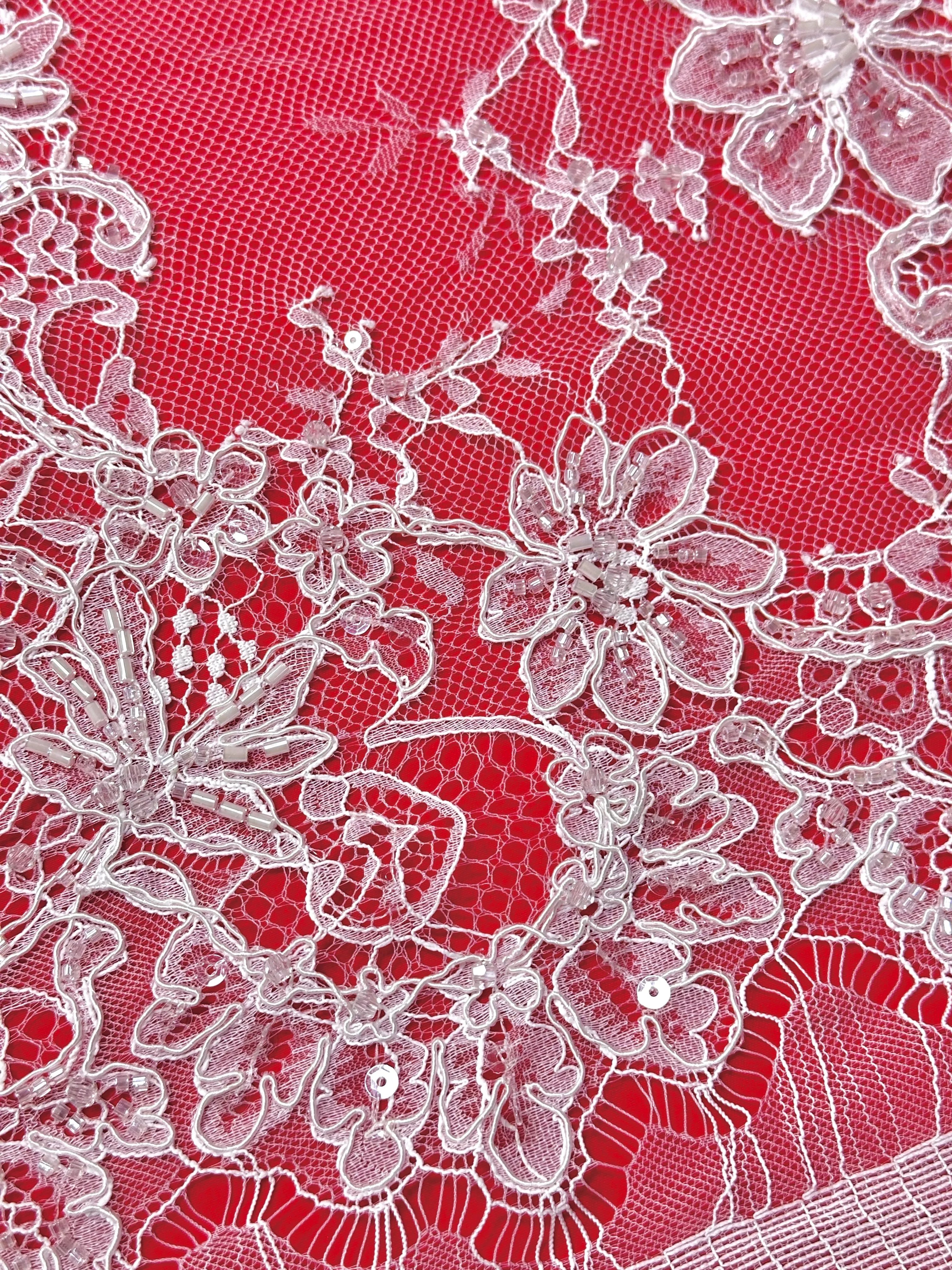 قماش تول فرنسي فاخر جديد لحفلات الزفاف الأوروبية لعام 2026 مع ترتر وخرز على الطراز النيجيري قماش فستان الزفاف للحفلات من الدانتيل #4