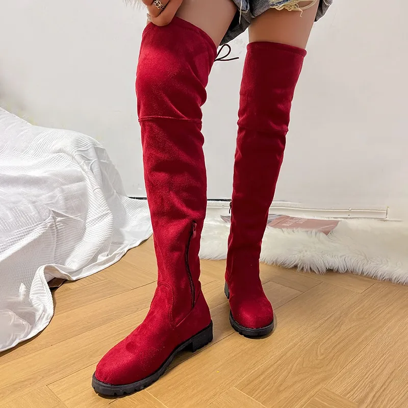 2023 Women\'s Boots Slim Elastic Boots Black Simple Casual Socks Boots Spring and Autumn New Large Long Tube Women\'s Boots