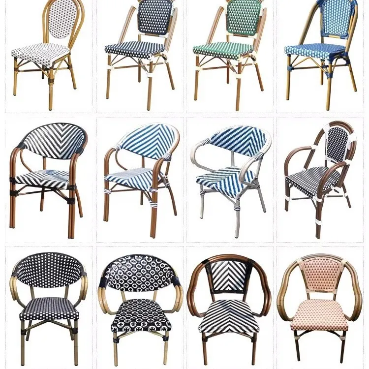

Nordic outdoor retro rattan chair courtyard French rattan casual waterproof sunscreen combination outdoor open-air coffee table