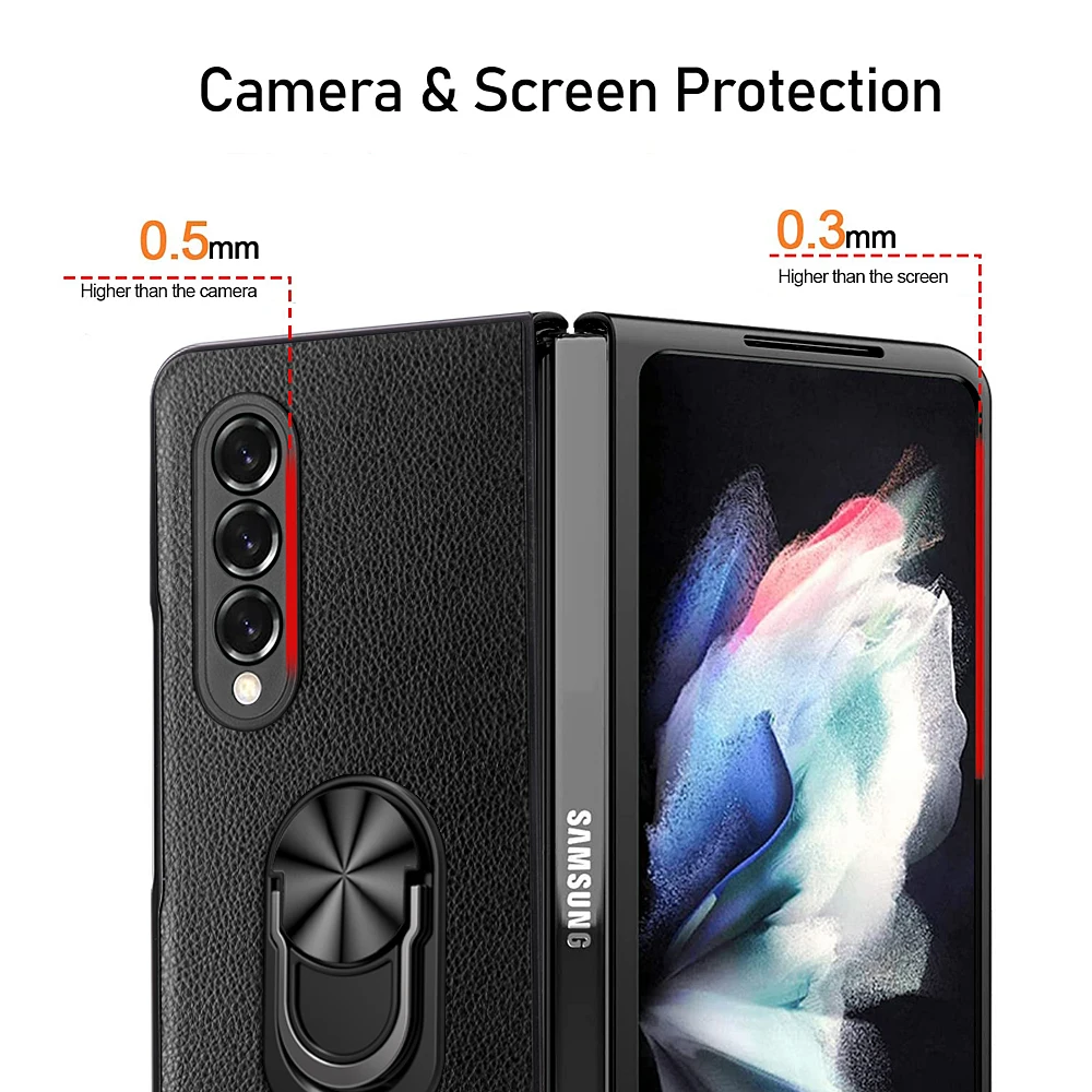 Anti-Drop Matte Leather Protective Case for Samsung Galaxy Z Fold 3 5G Fold3 Fold2 Fold 2 Ultra Thin Phone Cover Funda