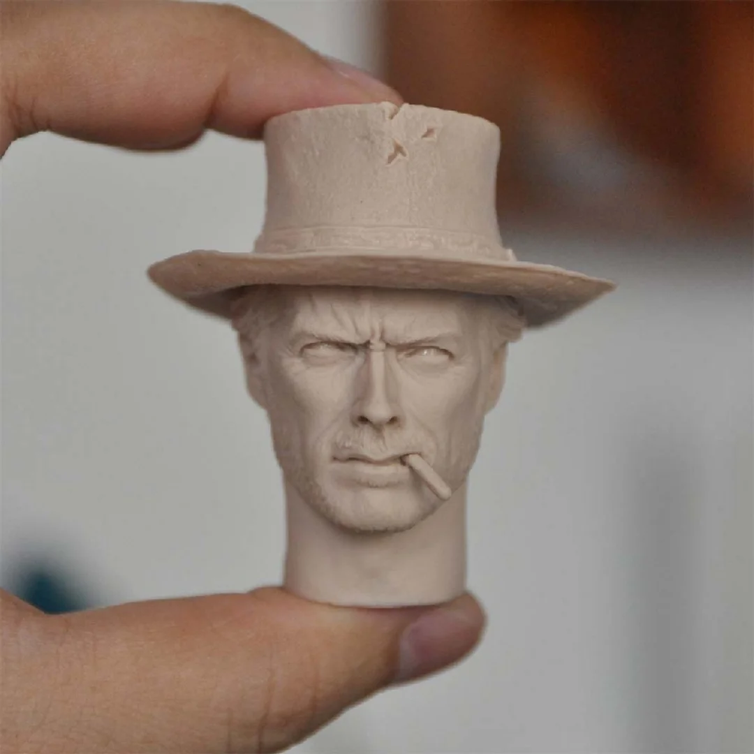

1/6 Scale Unpainted Eastwood Cowboy Head Carving Fit 12'' Figure Body