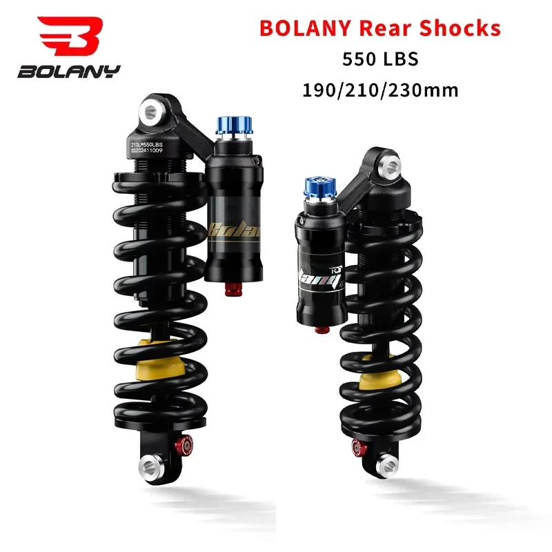 BOLANY MTB Bikes Rear Suspension Shock 190/210/230mm 6066 Alloy Adjustable Coil Spring for Downhill/Electric Mountain Bikes