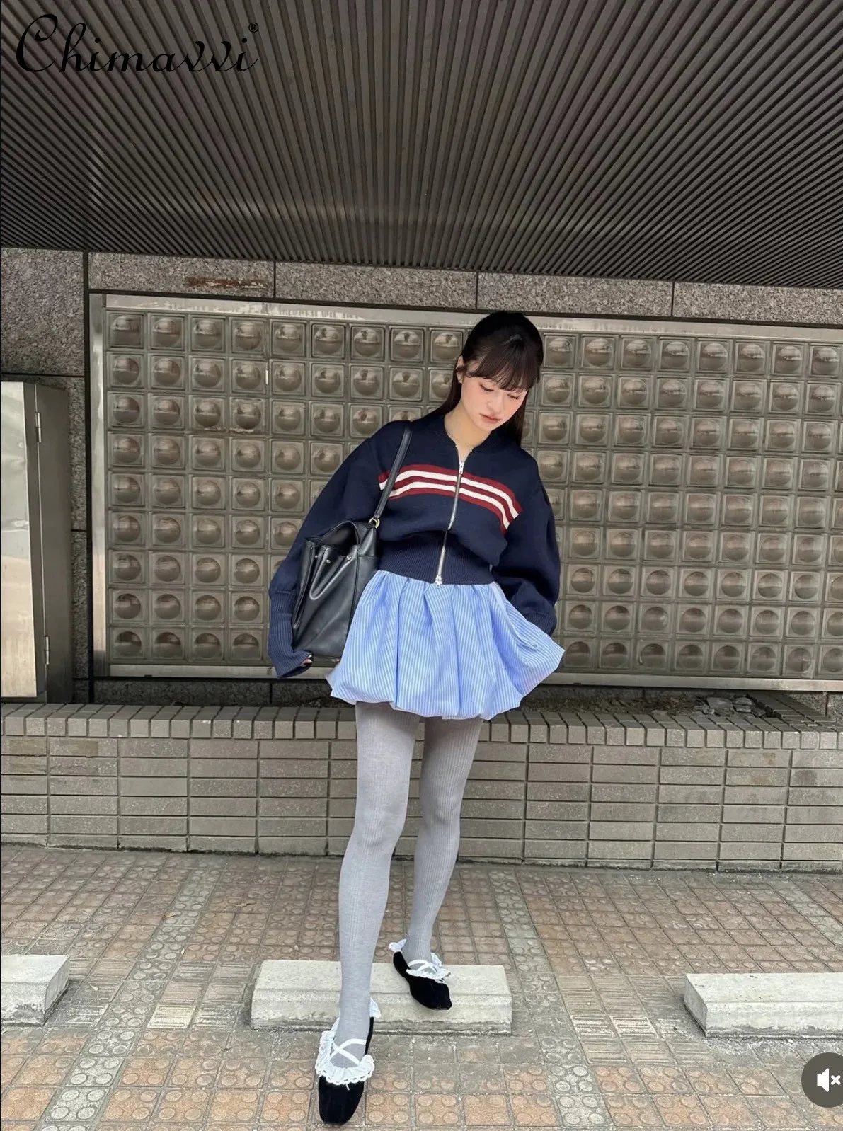 

New 2026 Spring Japanese Style Fashion Tulip Skirt Pants Sweet Girls High-waisted Short Elegant Princess Skirt and Sweater