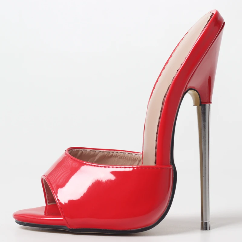 

Brand New Women Summer sandals 18cm/7" EXTREME High Heels Silver Shoes Sexy Fetish Metal Thin Heels Slip-On Shoes