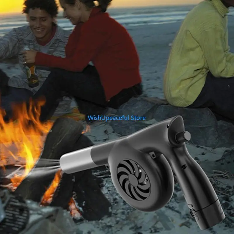 34YA في الهواء الطلق الشواء مروحة محمولة منفاخ الهواء اللاسلكي 5000mA بطارية ليثيوم 5000R قابلة للشحن للتخييم موقد الطبخ