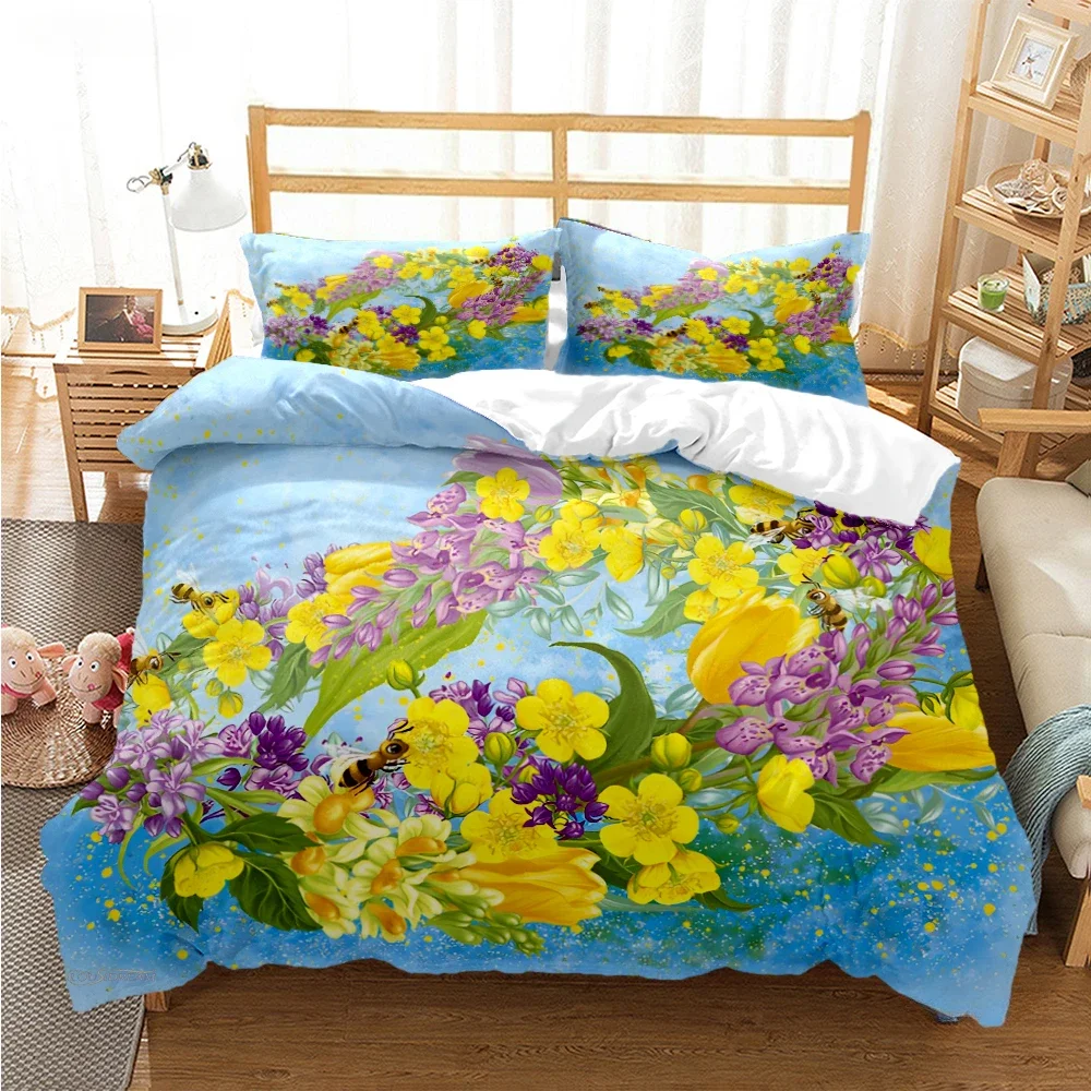 

Colorful Elegant Flower Duvet Cover Comforter Bedding sets Soft Quilt Cover and Pillowcases for Teens Single/Double/Queen/King