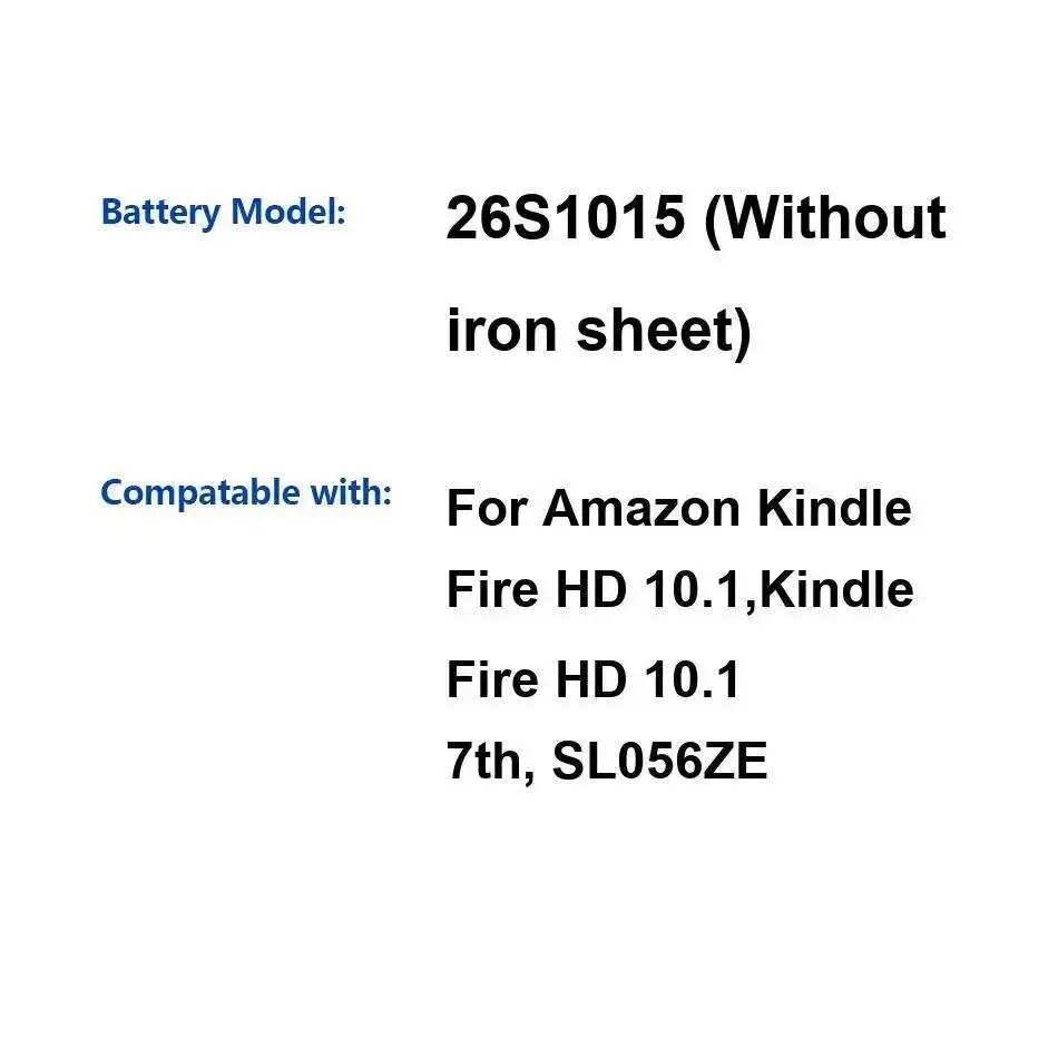 

Tablet Battery 26S1015 Without Iron Sheet 6300Mah For Amazon Kindle Fire HD 10.1 7Th , SL056ZE