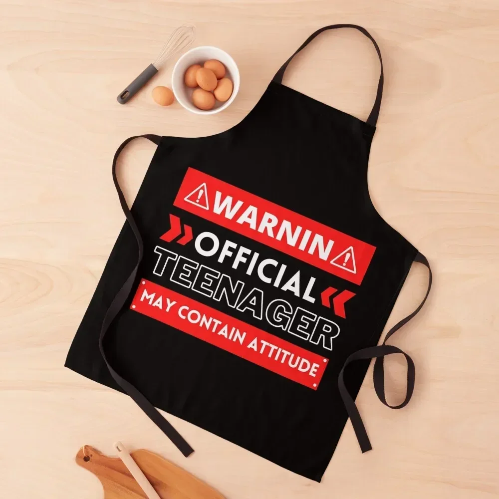 

warning official teenager may contain attitude perfect funny birthday Gift Apron Funny Men's Kitchen Apron