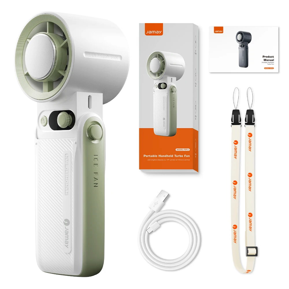 Tragbarer Hand-Turbolüfter 3-in-1 199Gear Starke Windgeschwindigkeit LED-Digitalanzeige 135 ° Faltbarer Outdoor-Handventilator 8000mAh F5PRO