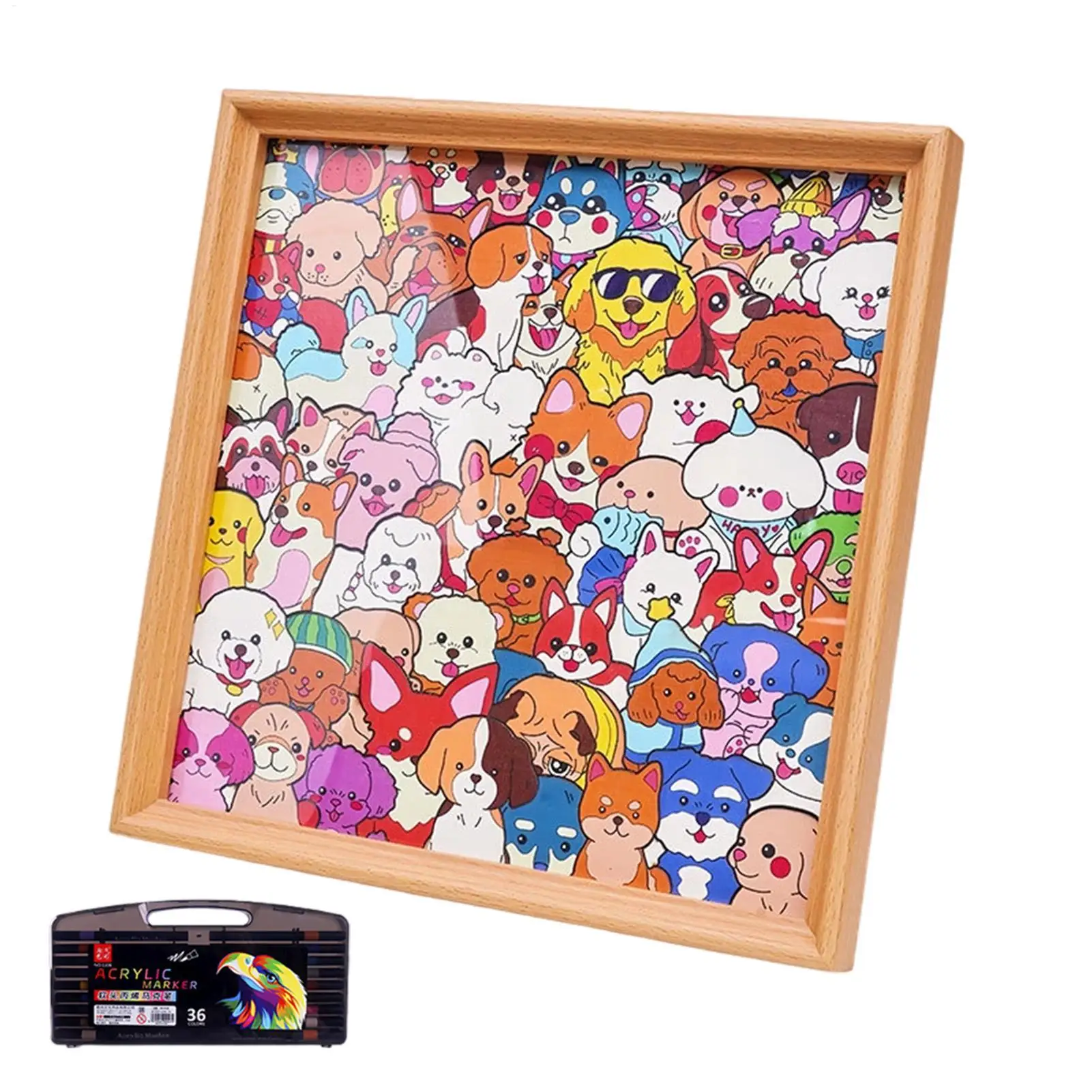 나만의 퍼즐 색칠하기 강아지 사진 액자 인터랙티브 나무 퍼즐 어린이 가족 게임 DIY 색칠 장난감 퍼즐