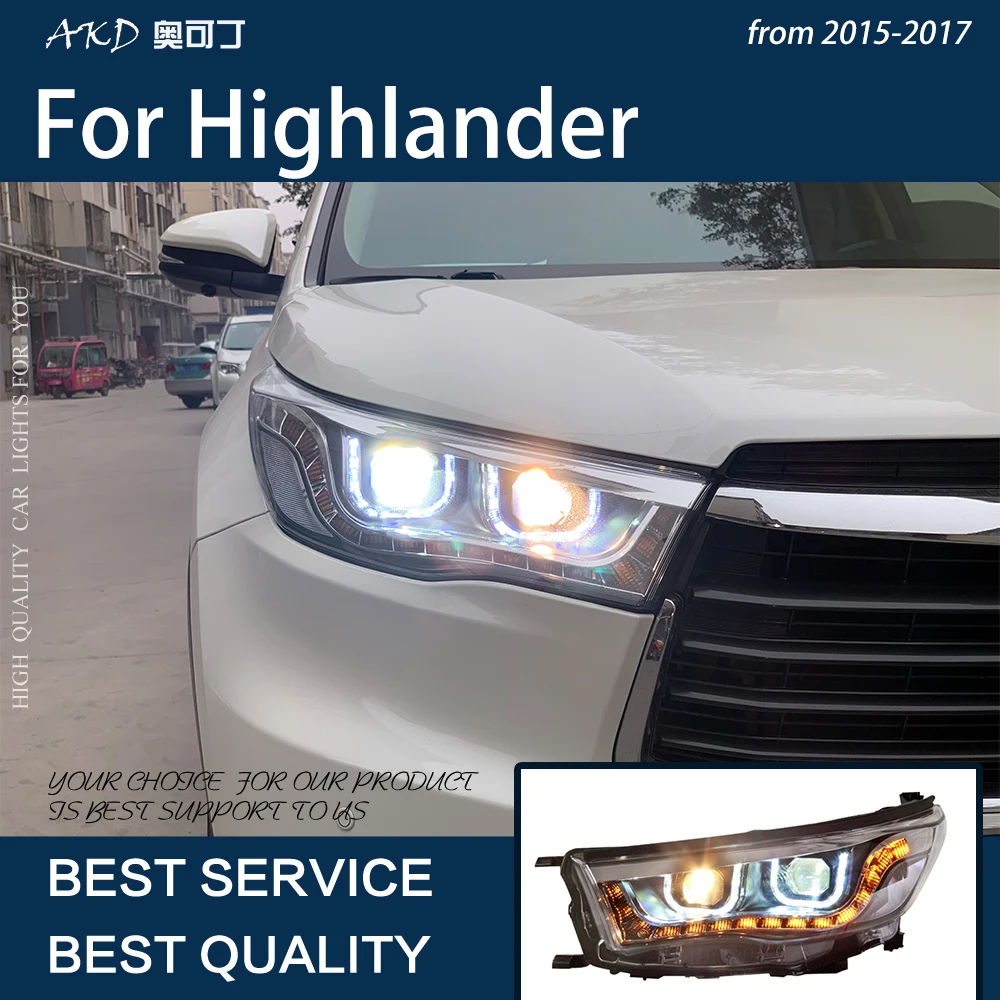 

Car Lights For Highlander 2015-2017 Kluger LED Auto Headlights Assembly Upgrade Bicofal Lens Xenon Frontlight Tools Accessories