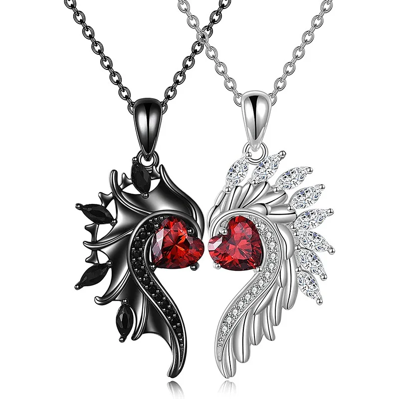 Punk Angel Wings Necklace for Man Woman Aesthetics Gothic Jewelry Retro Trend Pendant Necklace for Teen Cool Wings Couple Gift