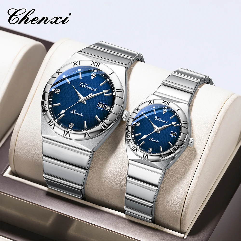 CHENXI Fashion Business Couple Watches Luminous Calendar Display Waterproof Quartz Watch For Men Women Gifts