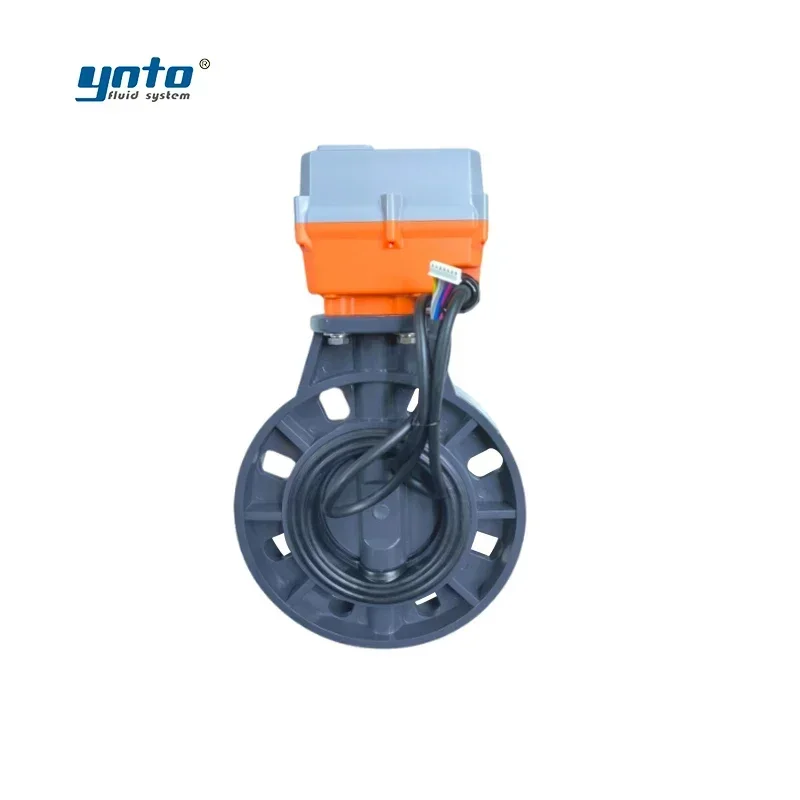 YNTO Custom Industrial 4 Inch Electric Actuated Butterfly Valves Flow Control 3 Inch Pn16 Pvc Pp Butterfly Valve 6 for Fire