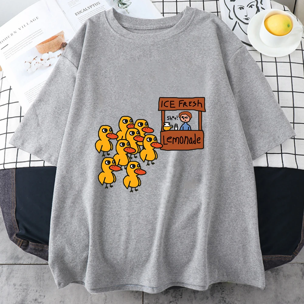 The Duck Song Got Any Grapes Women T-shirt Summer Vintage Tops Cartoon Cute Style Shirts Oversizes Loose Casual Custom Clothes