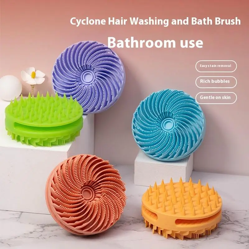 Double-Sided Silicone Body Scrubber Loofah Shower Scrubber And Scalp Massager Bath Brush Shampoo Brush For Kids Women Men