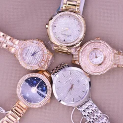 Luksusowa Melissa Lady damski zegarek elegancki pełny kryształ górski CZ moda duże godziny bransoletka zegar kryształowy prezent urodzinowy dla niej pudełko