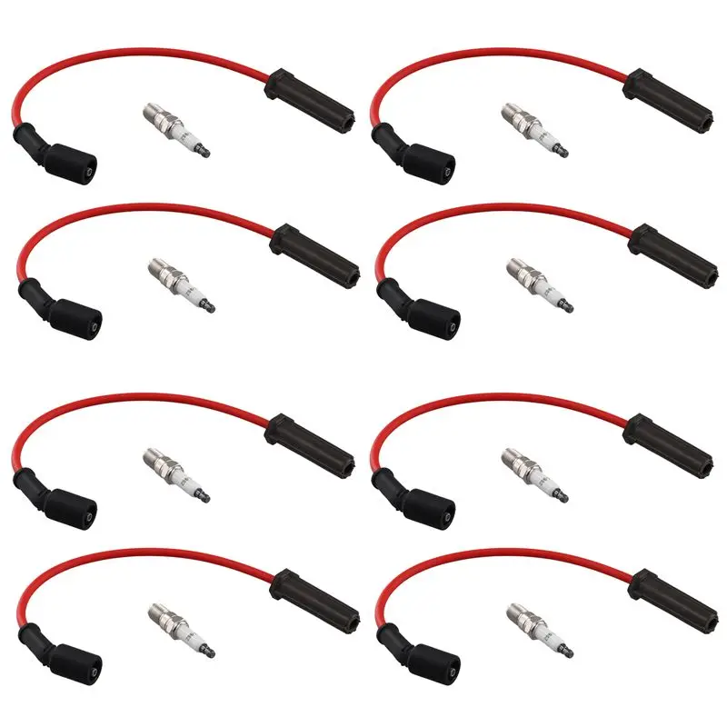 

Excellent-8X Spark Plug & 8X Ignition Wires For GMC Cadillac Hummer 5.3L 6.0L V8 9748HH