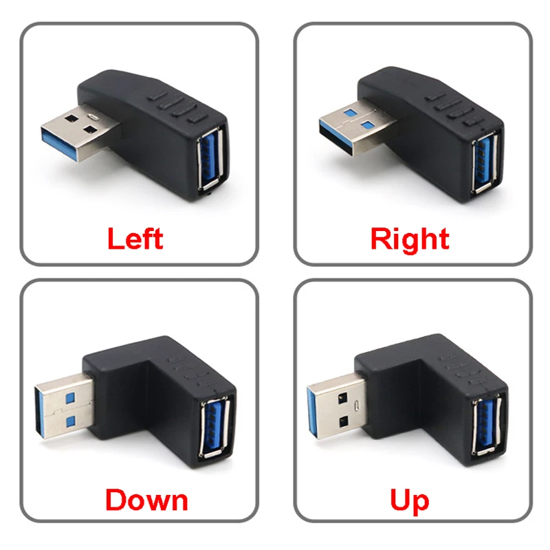 

1PCS USB 3.0 male to female Adapter Connector, 90 Degree Left and Right Angle ，High Speed Used for Laptop Drop Ship