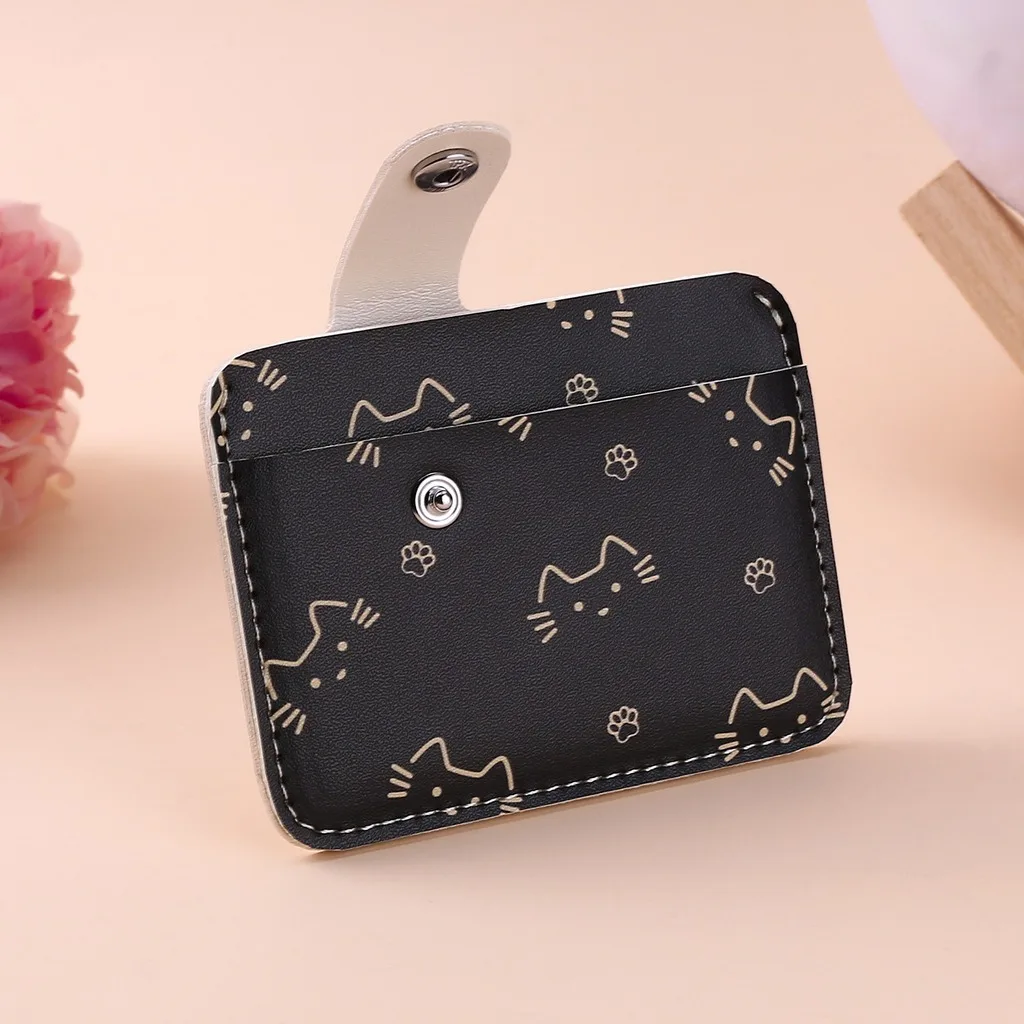 Magnetic  Card Holder Portable Women Card Holder Pu Leather Card Holder Compact For Bank Cards Casual Dating