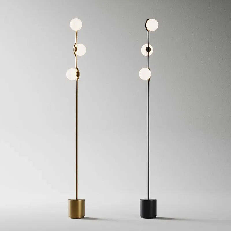

Modern Minimalist LED Floor Lamp Glass Ball Bedside Lamp for Living Room Bedroom Hotel Simple Gold Black Standing Lamp