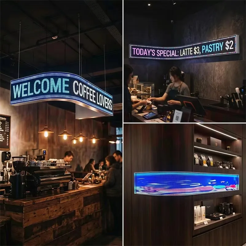 Electric display indoor flexible bar screen full color rolling advertising high definition high brightness for brand display