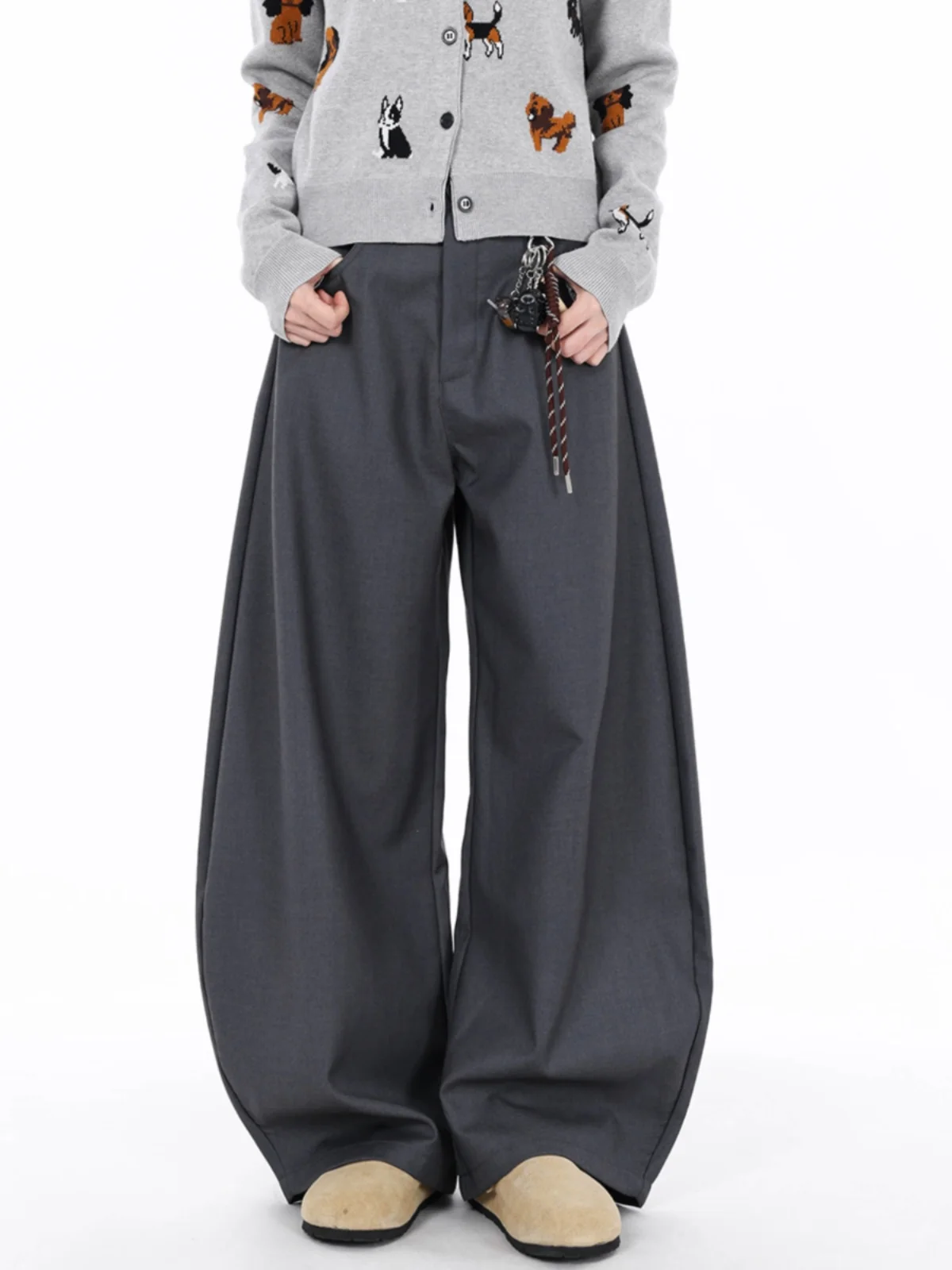 

Spring Autumn New Sle Simple High-End Feeling Commute Bla Knife Wide Leg Casual Pants Men Women American Drapey Loos...